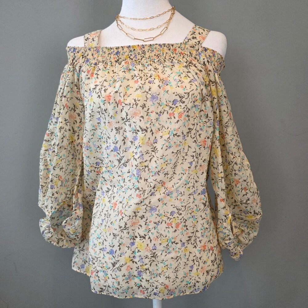 Ralph Lauren Butter Yellow Floral Peasant Blouse. Med. Coastal Cowgirl